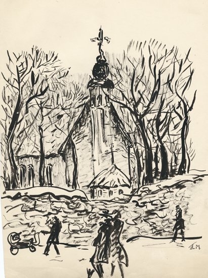 Пейзаж с церковью. 1930-е